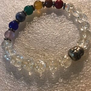 Crystal Bead Stretch Bracelet with Multicolor Accent Beads
